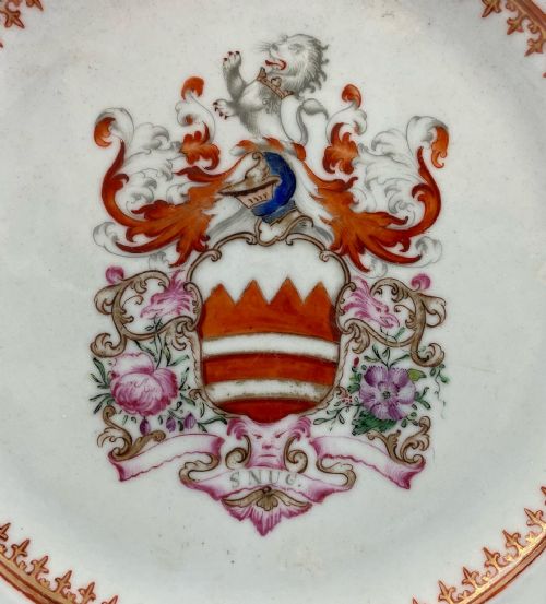 fig 1. Chinese armorial plate. Arms of Hare, c. 1755. Qianlong Period.
