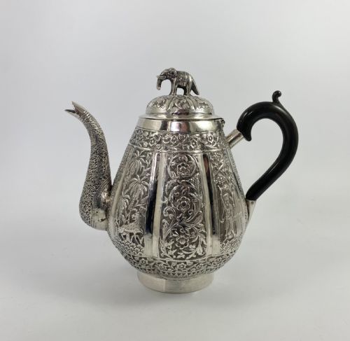 fig 1. Indian silver three piece teaset, c. 1890.