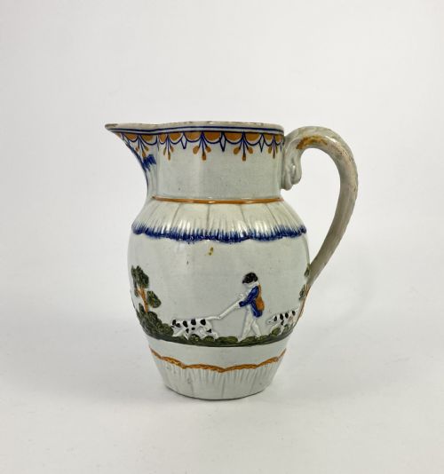 Prattware Hunting Jug,  Staffordshire, C. 1810.