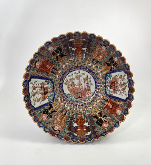 Japanese Imari  Black Ship Bowl. 19th Century.