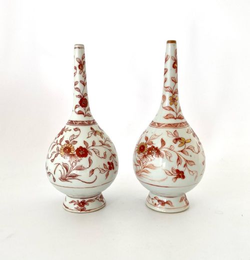 Pair Chinese Porcelain Rose Water Sprinklers, Kangxi, C. 1700.