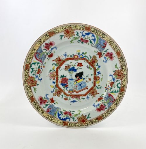 Chinese Porcelain Dish. Famille Rose Decoration, C. 1740. Qianlong Period.