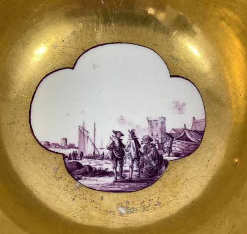 MEISSEN PORCELAIN BOWL C 1740 PUCE GROUND - ADDITIONAL PHOTO 6