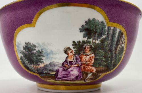 MEISSEN PORCELAIN BOWL C 1740 PUCE GROUND - ADDITIONAL PHOTO 8