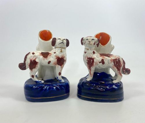 Pair Staffordshire Dog Spill Vases, C. 1860.