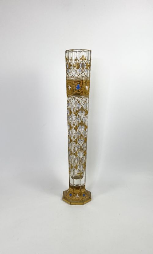 Moser Gilt and Enamelled Glass Vase, C. 1925.