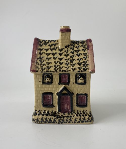 English Prattware Cottage Money Box, C. 1830.