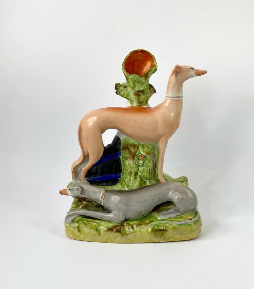 Staffordshire Pottery Group of Greyhounds, C.1860.
