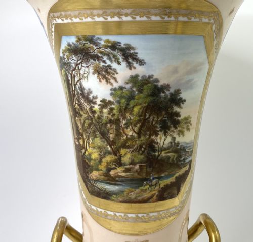 fig 1. Fine and rare large Derby two part vase, c. 1810.