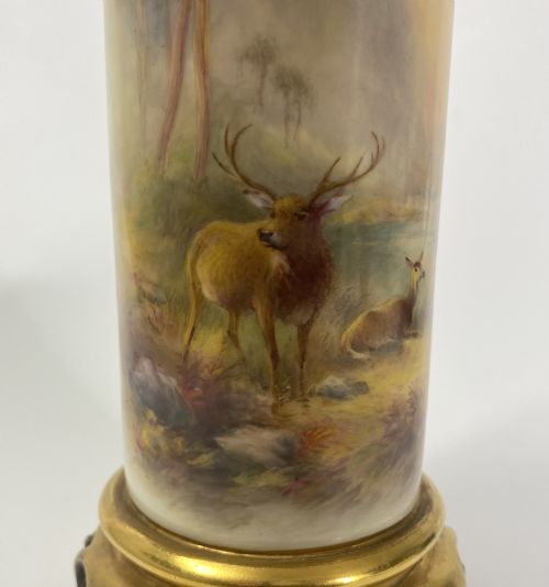 fig 1. Royal Worcester vase, Stags, Harry Stinton, d. 1934.