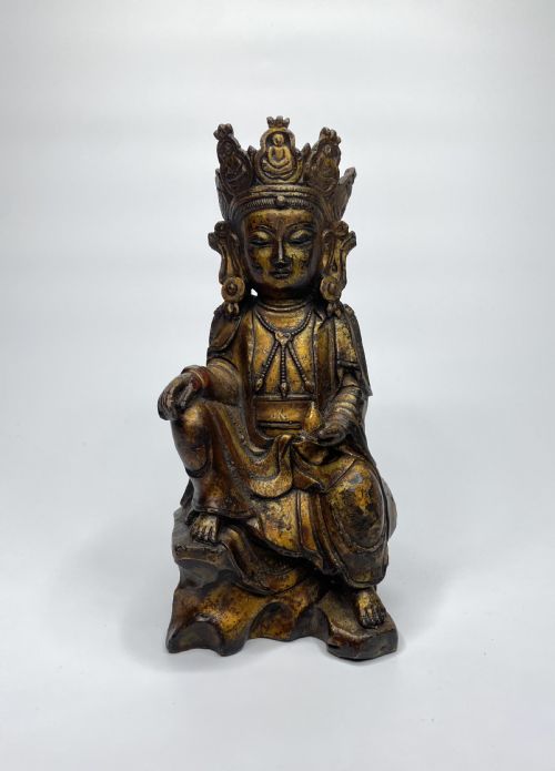 Chinese Gilt Bronze Guanyin, 17th C. Ming Dynasty.