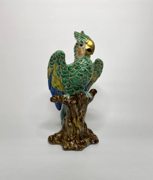 Kutani Porcelain Parrot, C. 1890. Meiji Period.