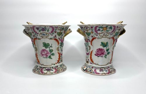 Pair Chinese Porcelain Bough Pots, C. 1760. Qianlong Period.