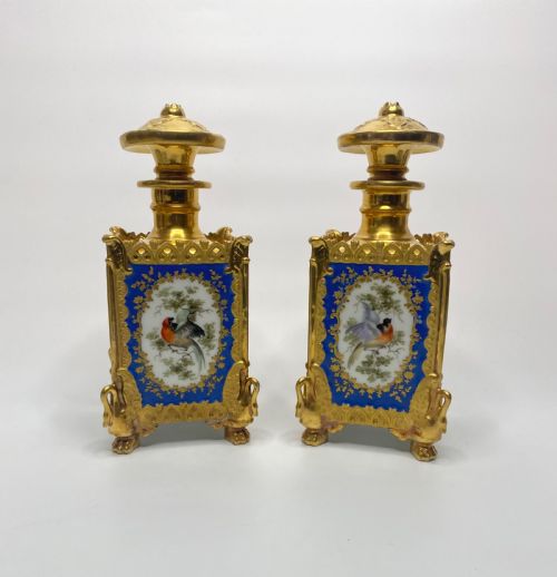 Pair Jacob Petit Porcelain Scent Bottles, Paris, C. 1840.