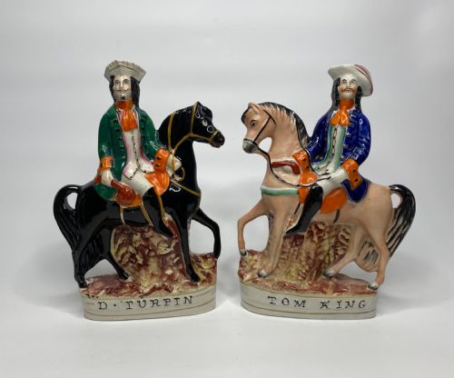 Pair Staffordshire Figures, Dick Turpin & Tom King, C. 1860.