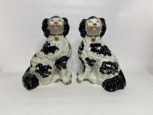Pair of Rare and Large Staffordshire Spaniels, C. 1840.