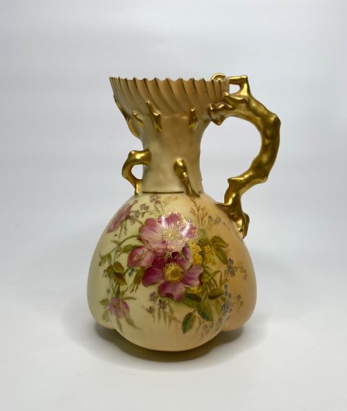 Royal Worcester Porcelain Ewer, ‘Blush Ivory’ Glaze, Dated 1908.