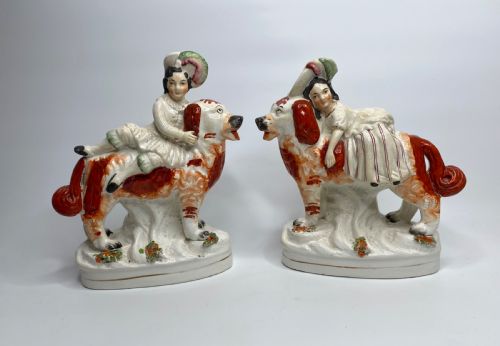 Staffordshire Figures, Royal Children on Dogs, C. 1850.