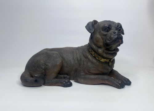 Austrian Terracotta Pug Dog, C. 1890.