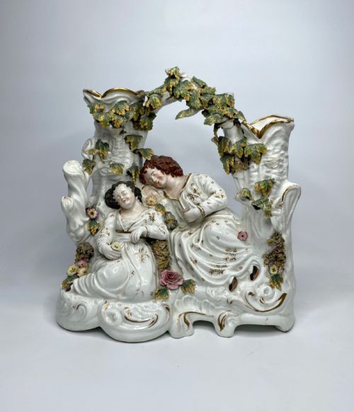 Rare Staffordshire Porcelaneous Babes in the Woods Group, C. 1830.