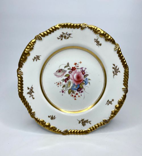 Rockingham Porcelain Plate. Flowers, C. 1830.