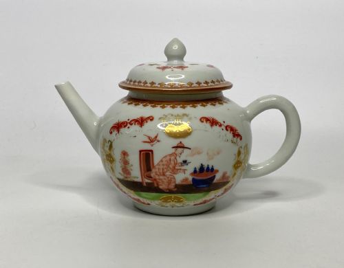 Chinese Porcelain Teapot, Meissen Style, C. 1750. Qianlong Period.