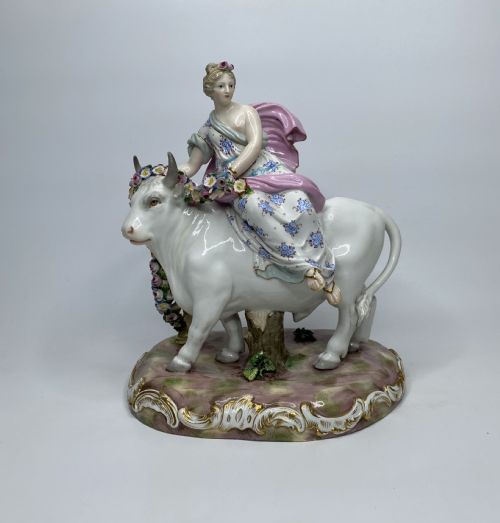 Meissen Porcelain Group, Europa & the Bull, C. 1870.