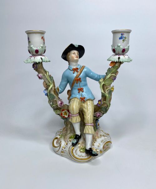 fig 1. Pair Meissen porcelain candelabra, c. 1870.