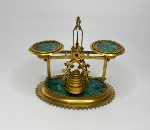 Malachite Postal Scales, Halstaff & Hannaford, London, C. 1850.