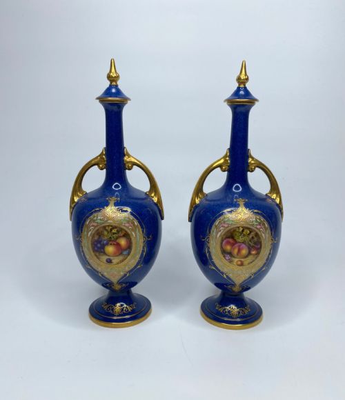 Pair Royal Worcester ‘Fruit’ Vases, W.bee, Dated 1923.