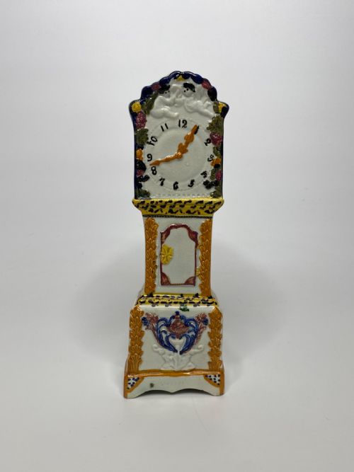 Yorkshire Prattware Grandfather Clock, C. 1810.