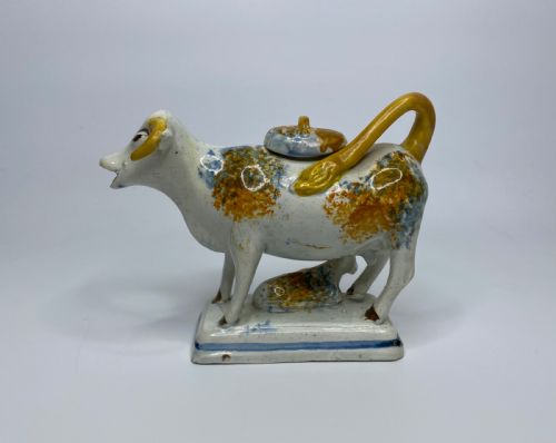 Prattware Pottery Cow Creamer, C. 1810.