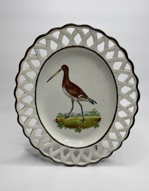 Staffordshire Ornithological Dish Red Godwit, C. 1810.