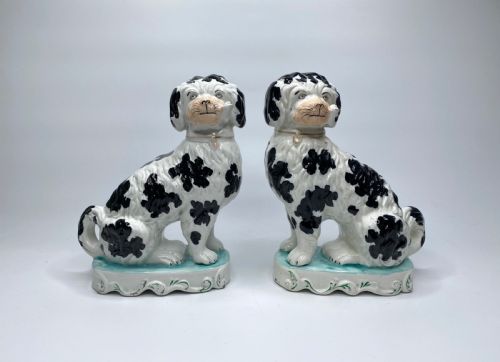Pair Staffordshire Pipe Smoking Dogs, C. 1850.