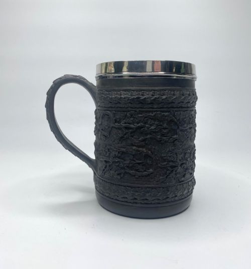 Wedgwood Black Basalt Mug, Silver Mounted, D. 1808.