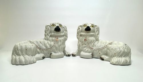 Rare Pair of Staffordshire Spaniels, C. 1850.