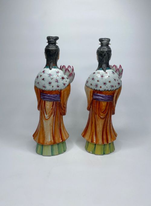fig 2. Pair Chinese porcelain candlesticks, c. 1760. Qianlong Period.