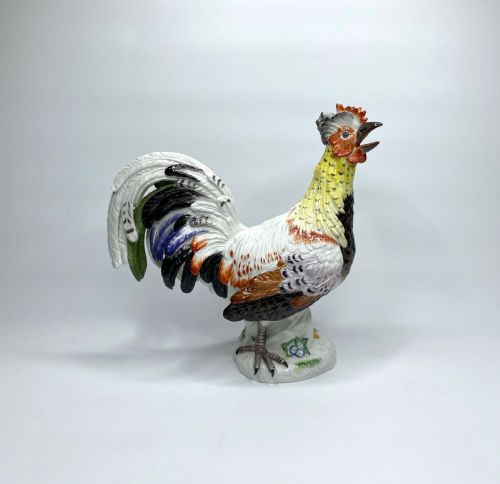 fig 1. Pair Meissen porcelain covered and hen, c. 1920.
