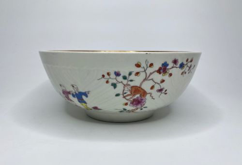 Worcester Porcelain ‘Monkey in a Tree’ Pattern Bowl, C. 1770.