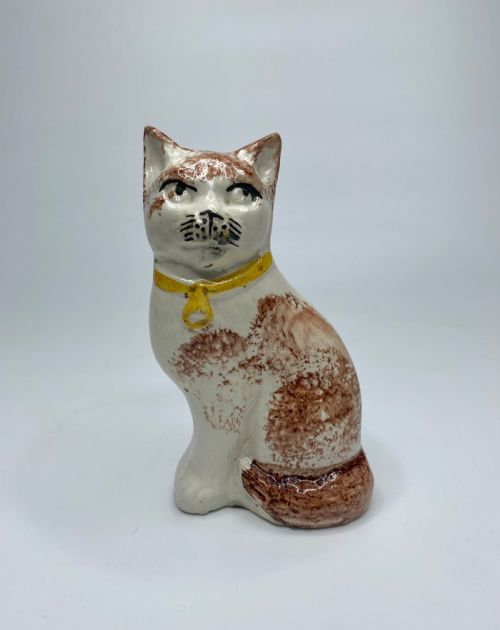 Staffordshire Pottery Seated Cat, C. 1870.