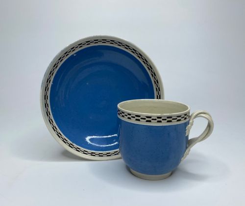 Leeds Pottery Banded Cup and Saucer, C. 1790.