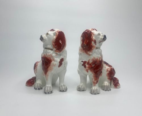 fig 1. Pair Staffordshire porcellaneous Spaniels, c. 1840.