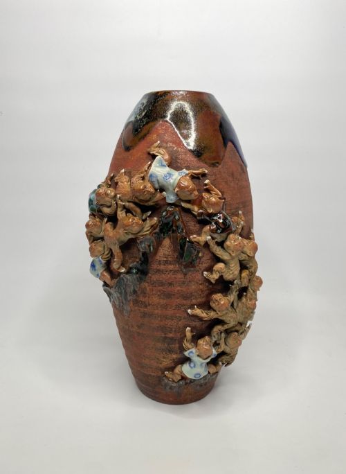 Sumidagawa Pottery Vase, Ban-ni, Meiji Period.