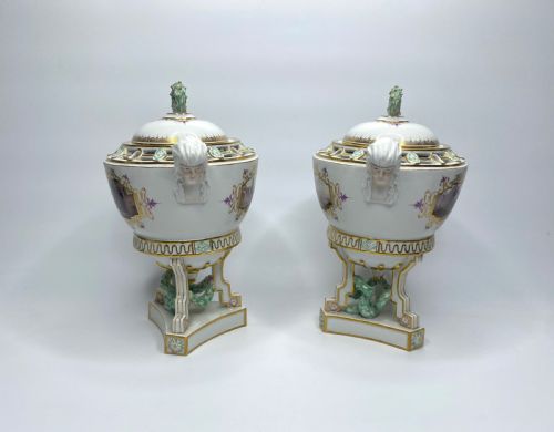 fig 1. Pair Meissen pot pourri & covers, c. 1870.