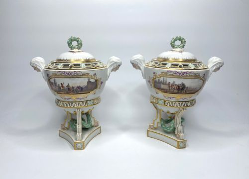 fig 2. Pair Meissen pot pourri & covers, c. 1870.