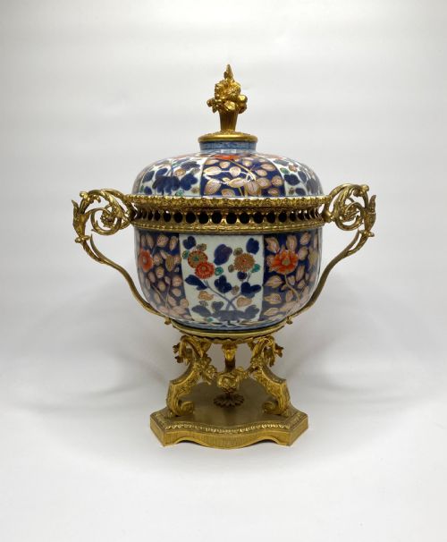 Japanese Imari Ormolu Mounted Bowl & Cover, C. 1700. Edo Period.
