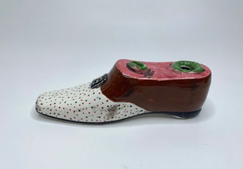 Scottish Pottery Shoe Inkwell, C. 1830.