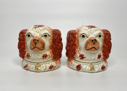 Pair of Staffordshire Spaniel Window Rests, C. 1850.