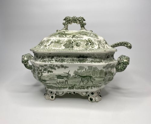Copeland & Garrett ‘Aesops Fables’ Tureen, Cover & Ladle, C. 1840.