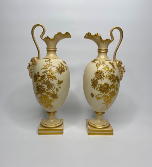 Royal Worcester Ewers, Samuel Ranford, D.1888.